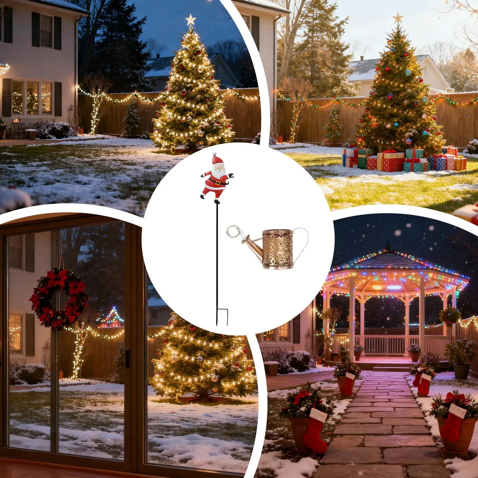 Christmas Solar Kettle Lights Vintage Waterproof Home Decor Watering Qme