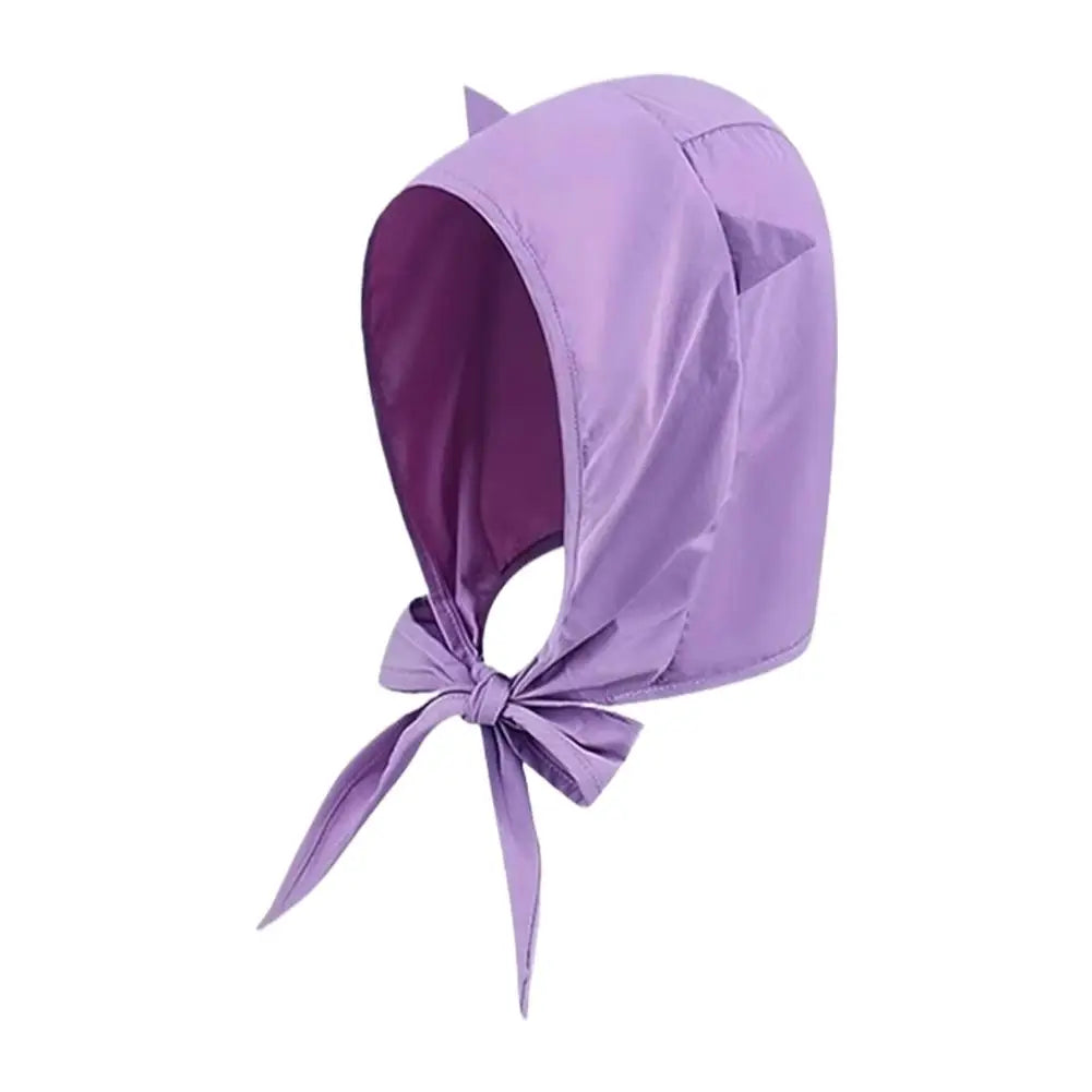 Cute Ear Sunshade Caps Hooded Hat Unisex Summer Fisherman Strap Qme Purple One size