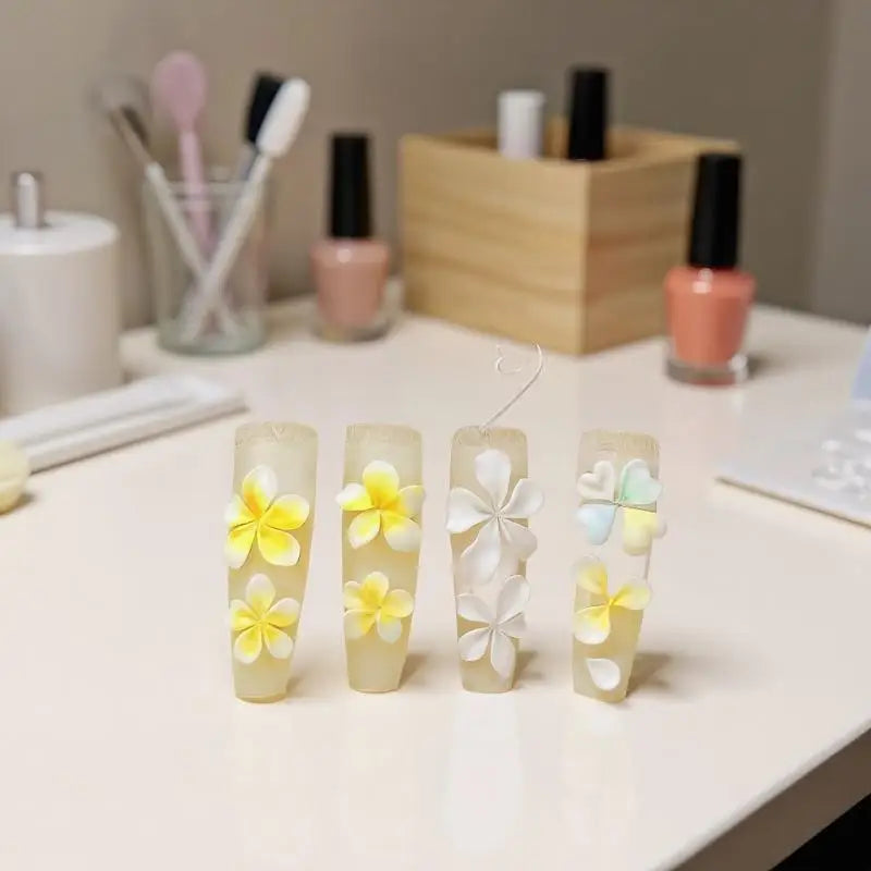 3D Silicone Nail Art Carving Mold Hibiscus Floral Five-petal Blossom Qme