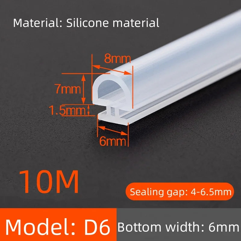10M Silicone Sealing Strip for Doors and Windows Windproof Warm Durable Shock-absorbing Buffering Anti-collision Sealing Strip Qme D6