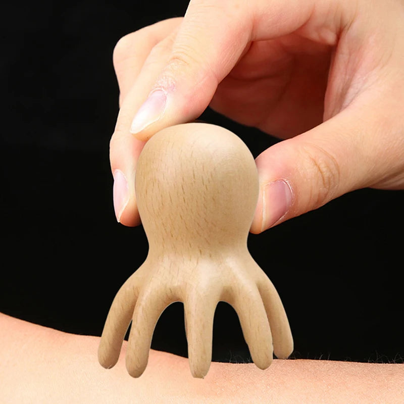 Sandalwood Octopus Massage Comb Head Meridian Scraping Scalp Brush Qme