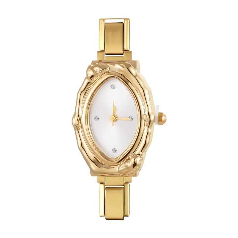 Women's Men's DIY Width Italian Elastic Charm Stainless Oval Watch