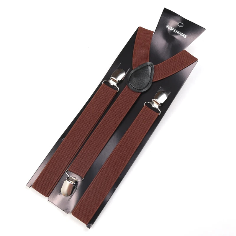 30 Colors Vintage Suspenders Men Women Adult Y Back Adjustable Straps Qme Brown