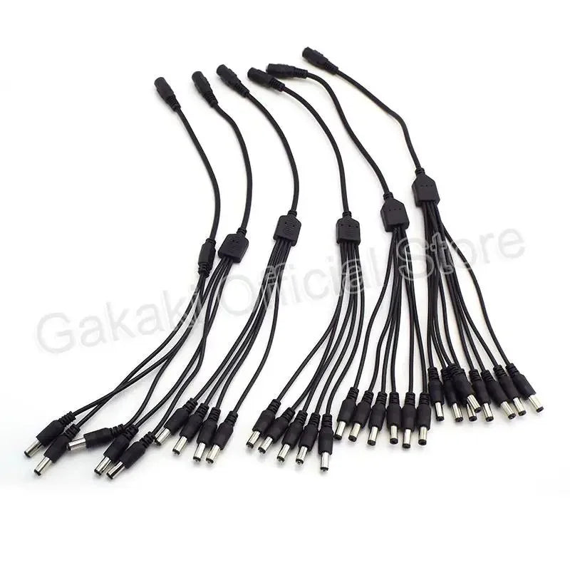 4PCS 5.5x2.1mm DC 1 to 2 Splitter Cable 5521 Y-shaped 3-way Female to Male 1 to 3/4/5/6/7 Adapter Qme