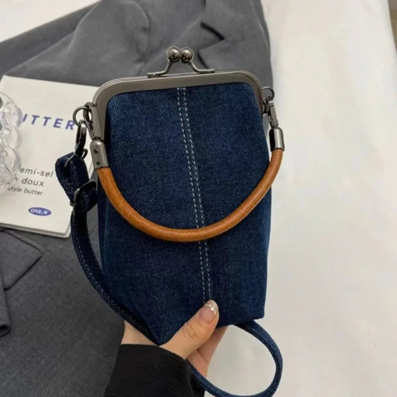 Cowboy Denim Phone Crossbody Bag Handcrafted Vintage Tote Adjustable Qme