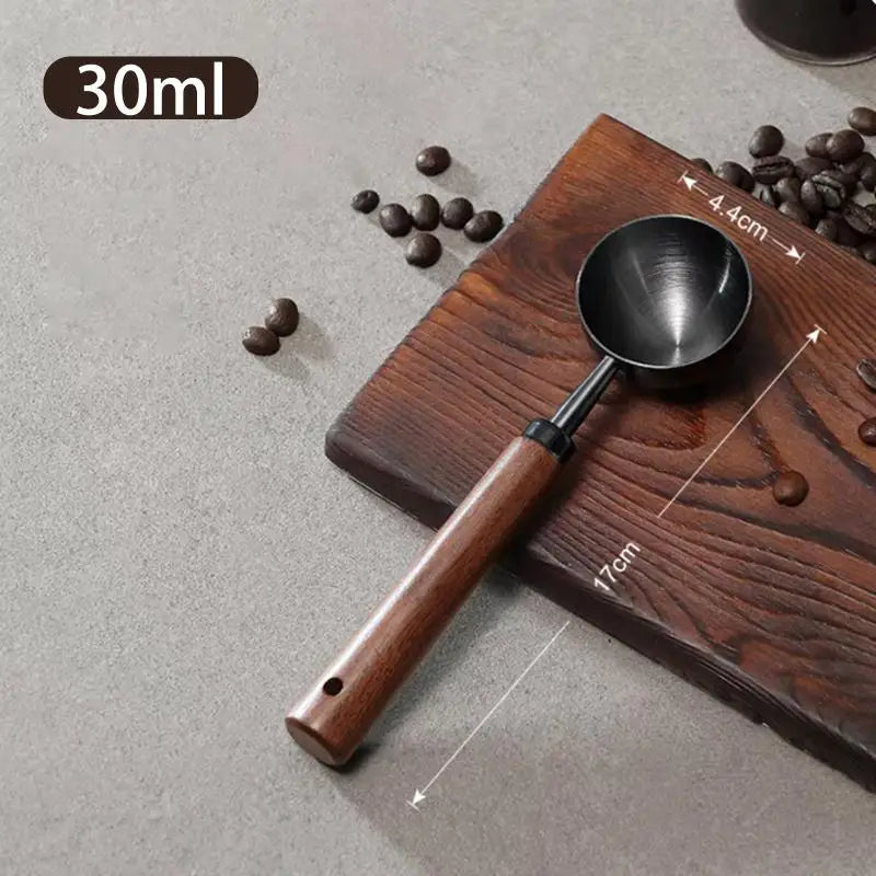 Coffee Tablespoon - Walnut Wood & Stainless Steel Scoop for Home Baristas & Cafe Decor - Perfect Kitchen Accessory Qme A8