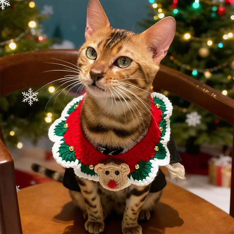 Christmas pet collars, cat scarves, Christmas decorations, bell ties, cute necklaces, woven outfits i Qme