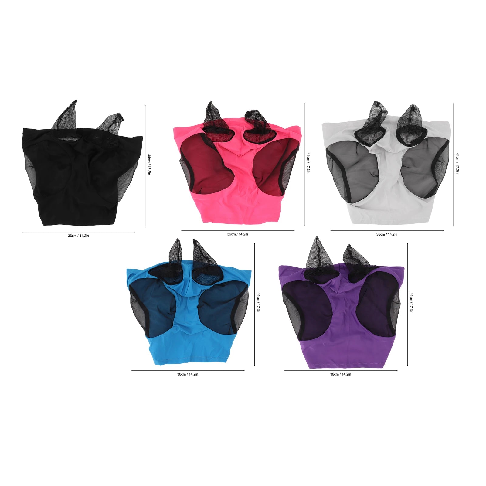 Breathable Horse Fly Mask Mesh Face Cover with Ear Protection Elastic Fit Riding Equestrian Gear for Horse Eye Insect Shield Qme