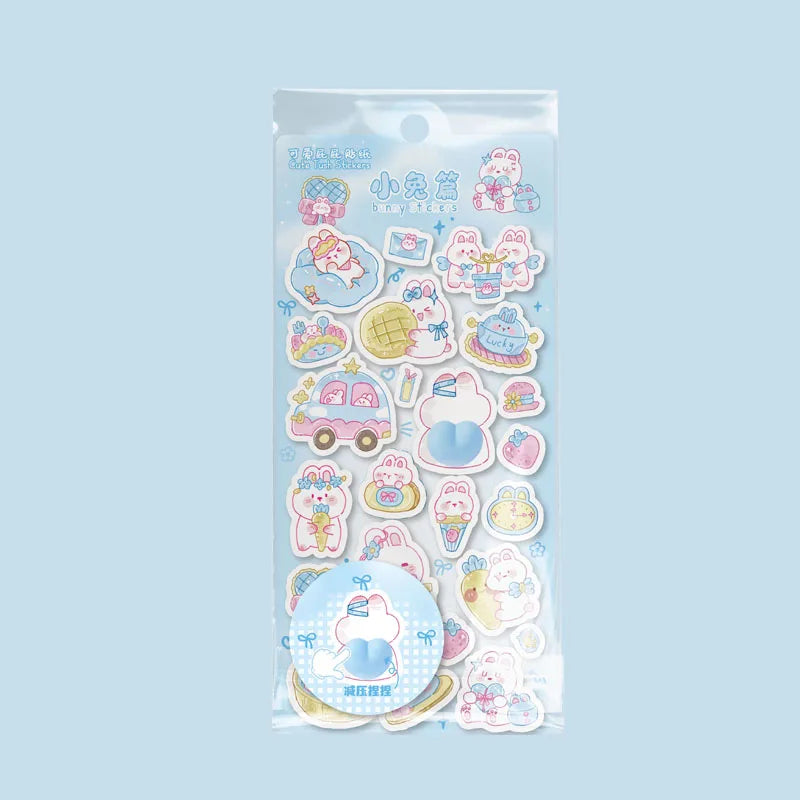 Cute Peach Squishy Foam Stickers, 3D Irregular Animal Puffy Decals for DIY Water Cup & Phone Case Decoration Qme rabbit