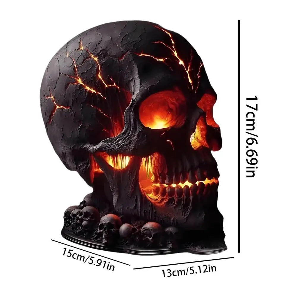 Halloween Skull Lamp Flame Desk Decorations Gothic Home Spooky Decor Qme A