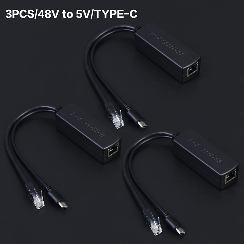 DC48V 5V Micro USB POE Splitter Connectors Adapter Cable IP Camera Qme A1 3PCS