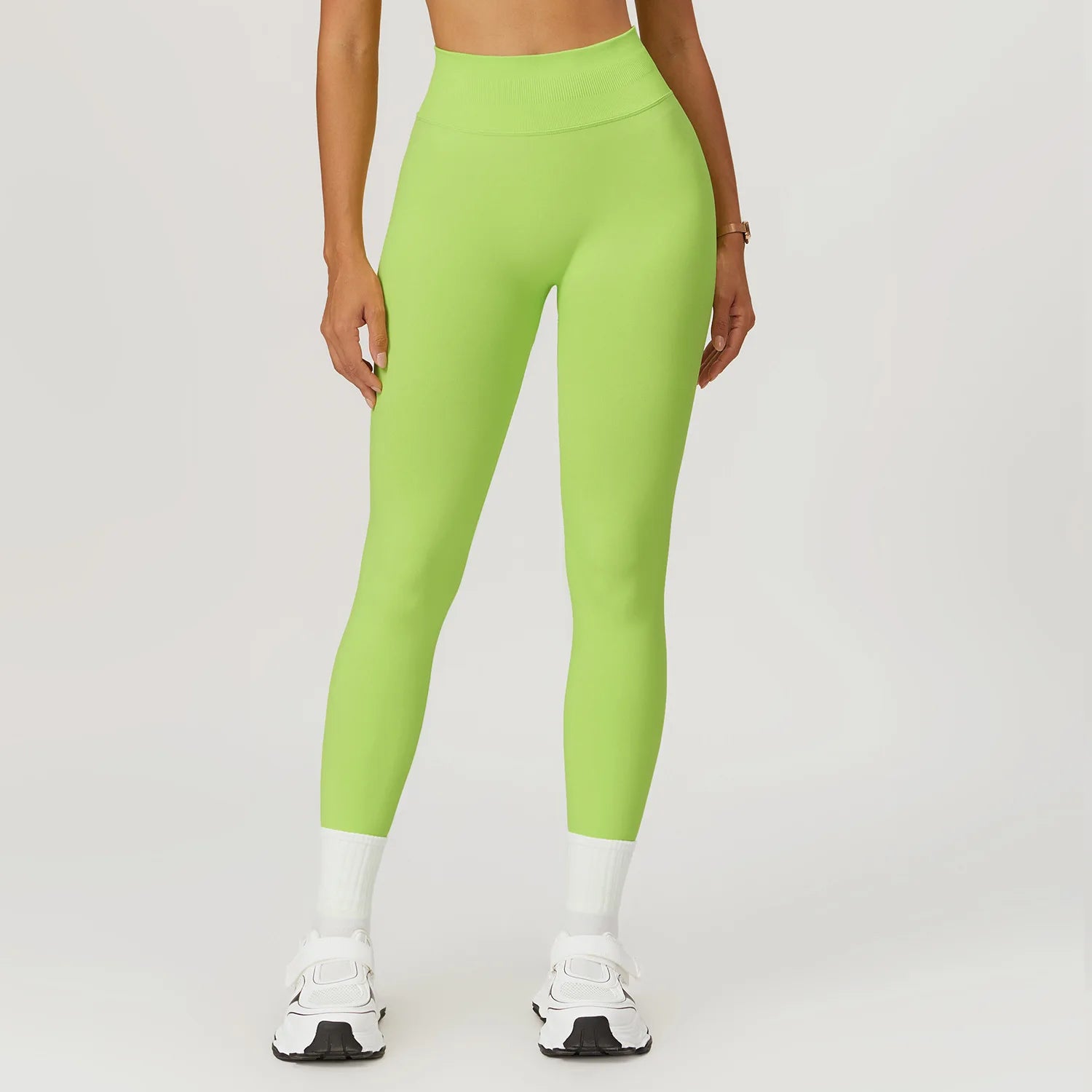 A Scrunch Butt Women Yoga Pants Seamless Sports Leggings High Waist Gym Fitness Tights Quick Drying Workout Pants Qme Fluorescent green M