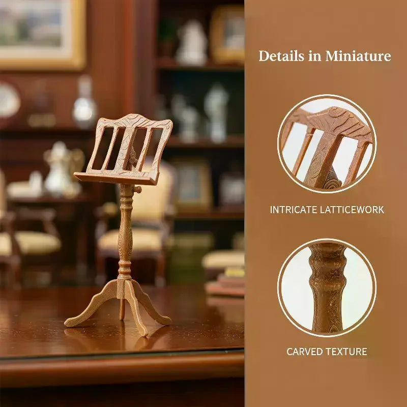 1:12 Miniature Wooden Music Stand Model Carved Detail Stable Base For Dollhouse Sand Table Photo Props Qme Default Title