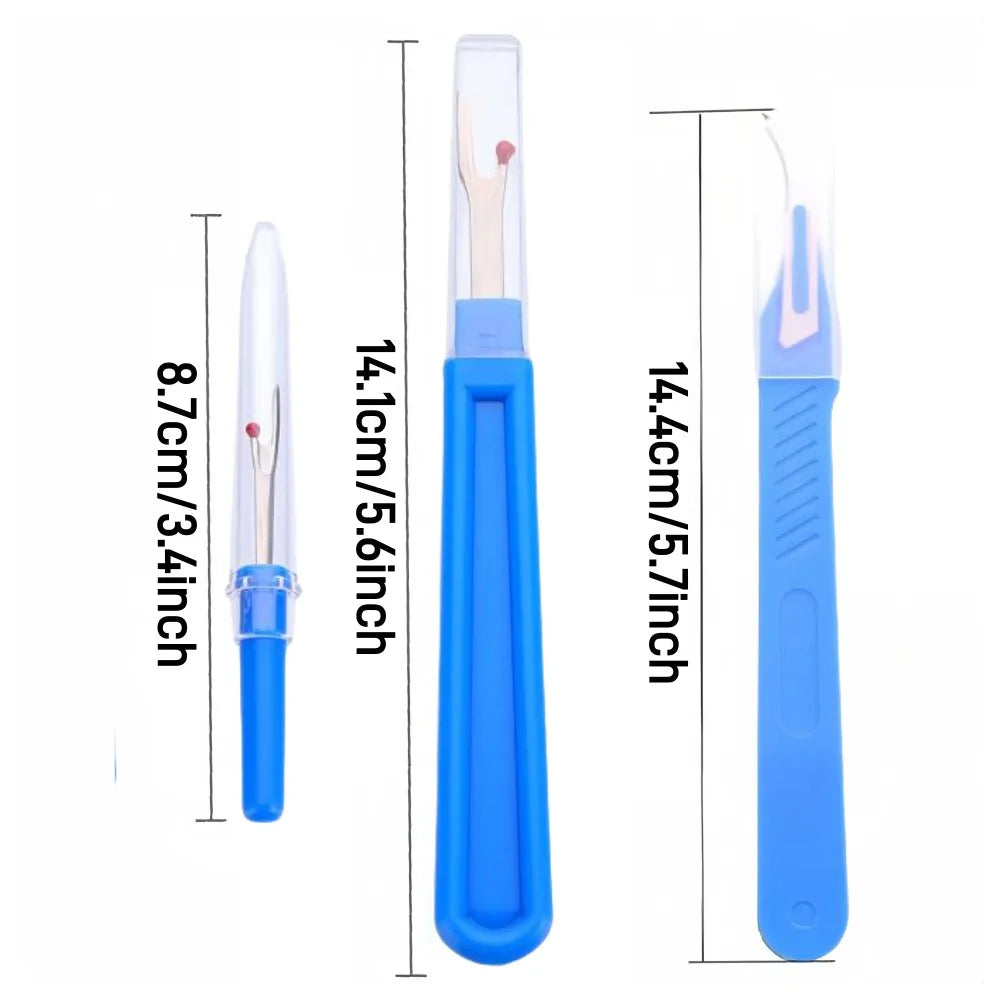 5PCS Sewing Seam Ripper Kit Sewing Accessories Blue Plastic Handle Sharp Seam Stitch Ripper for Hand Embroidery Thread Removal Qme