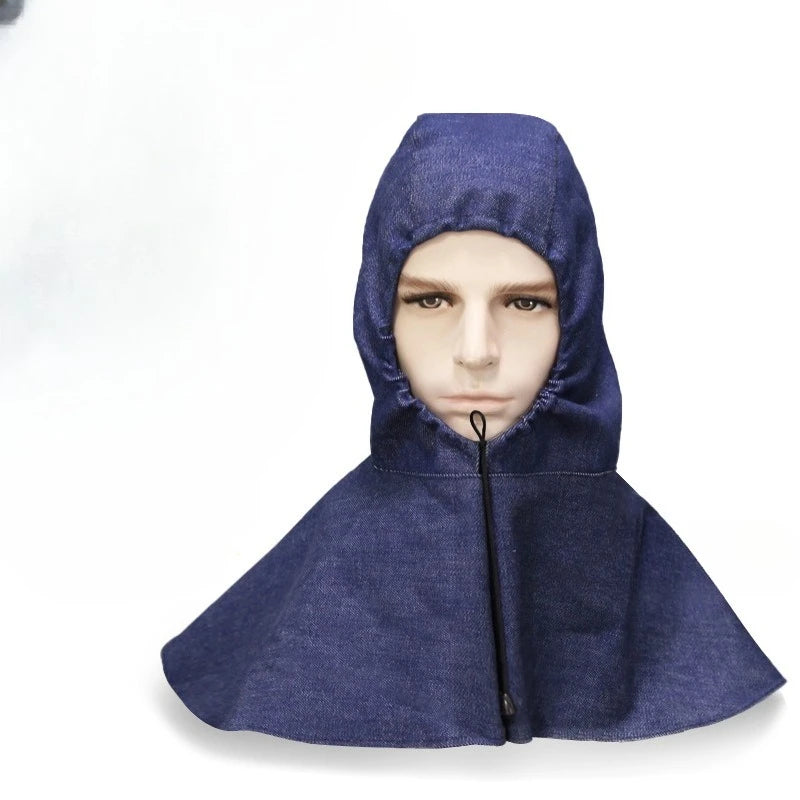 2pcs Adjustable brimless denim shawl hat dust hood grinding and handling special labor insurance equipment Qme Pull rope model