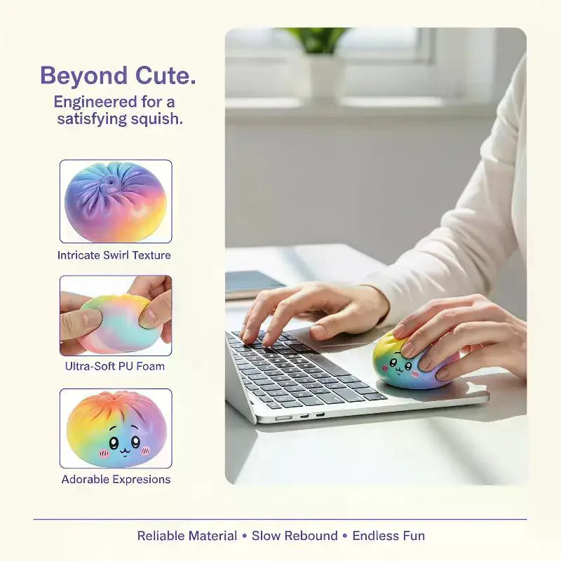 Simulation Dumpling Soft Colorful Stress Relief Toy Anti Anxiety Fidget Gift For Adults Relieve And Pressure Qme