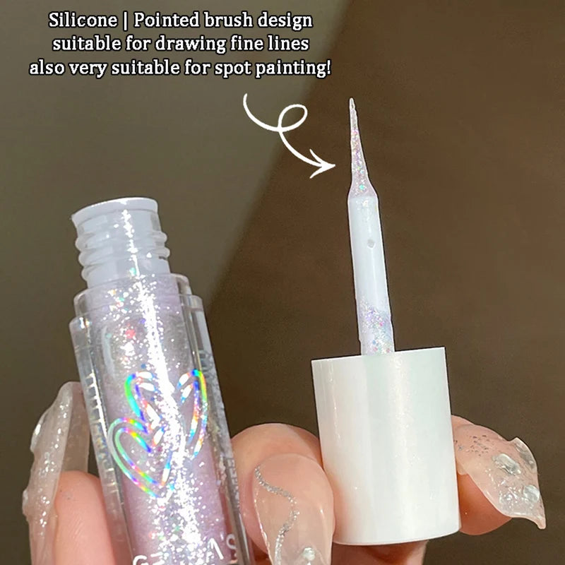 Sparkling Pink Sequins Liquid Eyeshadow Pigmented Shimmer Eye Liner Pointed Pen Loose Glitter Glue For Eye Crystals Makeup Tool Qme
