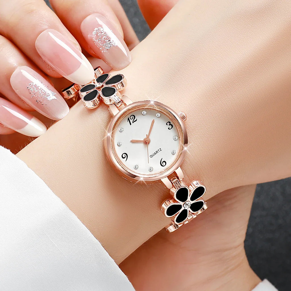 Moda árabe dial relógios femininos elegante flor pulseira senhoras relógio de pulso de quartzo reloj mujer (sem caixa) Qme