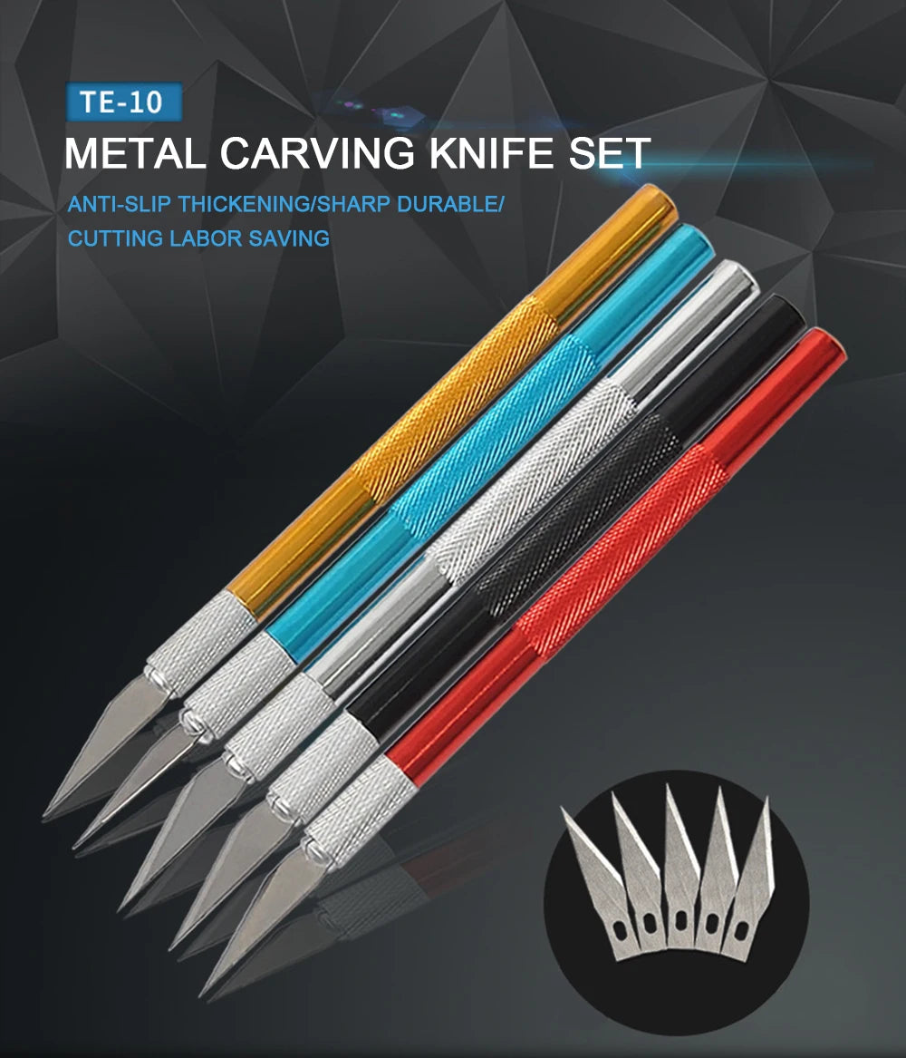 Metal Carving Scalpel Knife Tools Anti-slip Blades Engraving Craft Qme