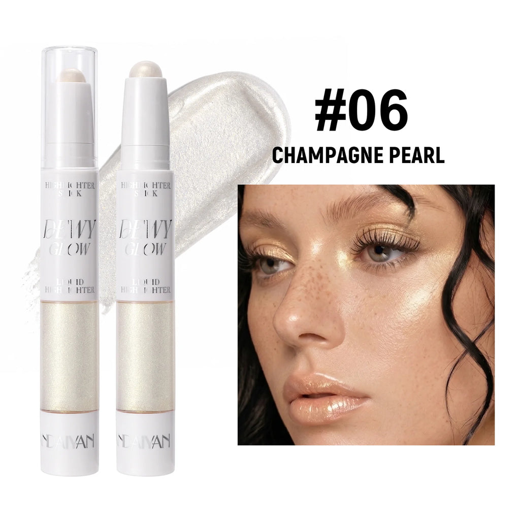 2 in 1 Contour Stick & Liquid Highlighter, Dual Ended Face Sculpting Makeup, Natural Nose Shadow & Body Brightening Stick Qme 06