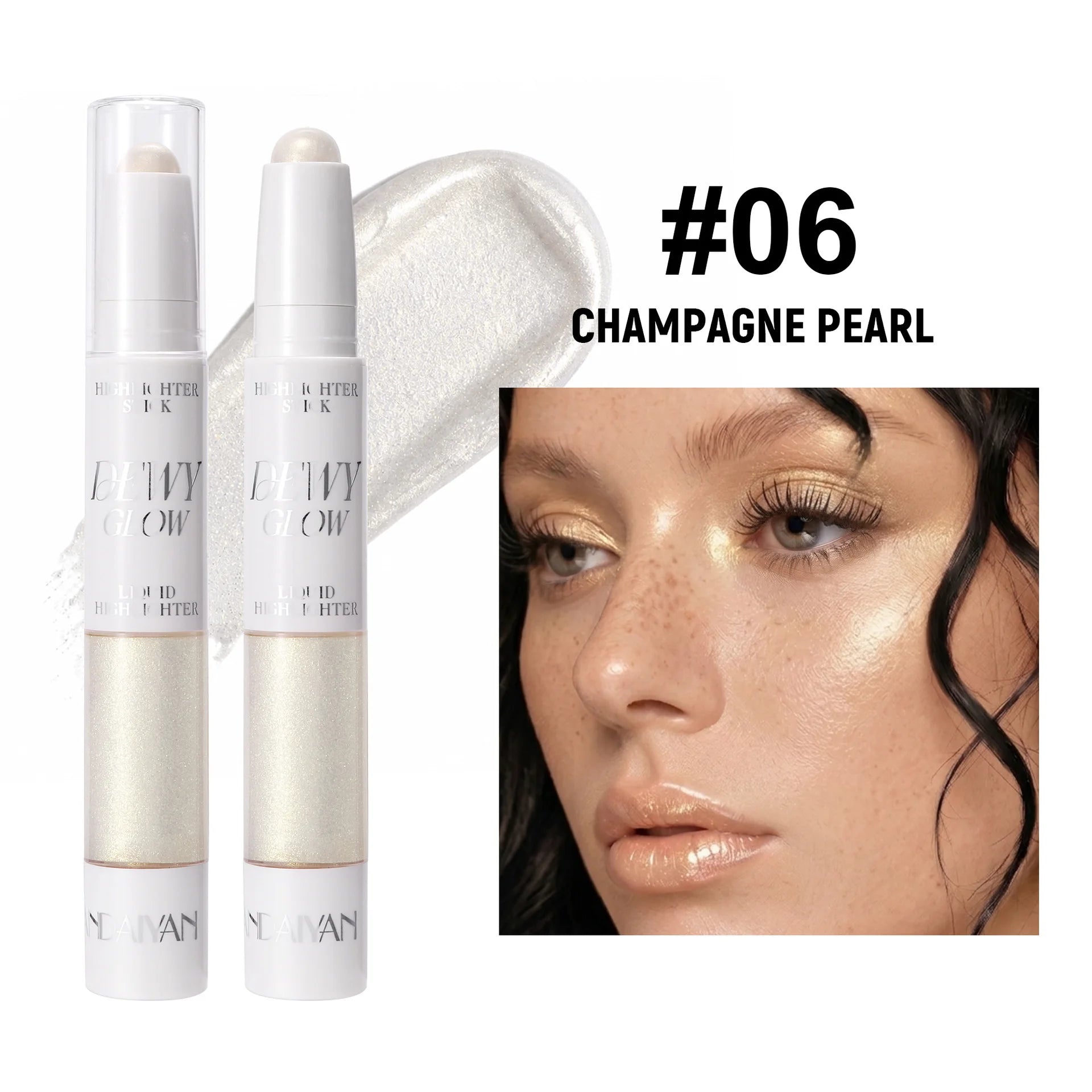 2 in 1 Contour Stick & Liquid Highlighter, Dual Ended Face Sculpting Makeup, Natural Nose Shadow & Body Brightening Stick Qme 06
