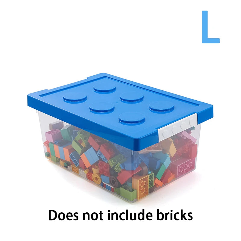 Kids Building Block Storage Box Toys Organizer Stackable Block Case Container Books Stationary Holder Sundries Snack Container Qme L Blue