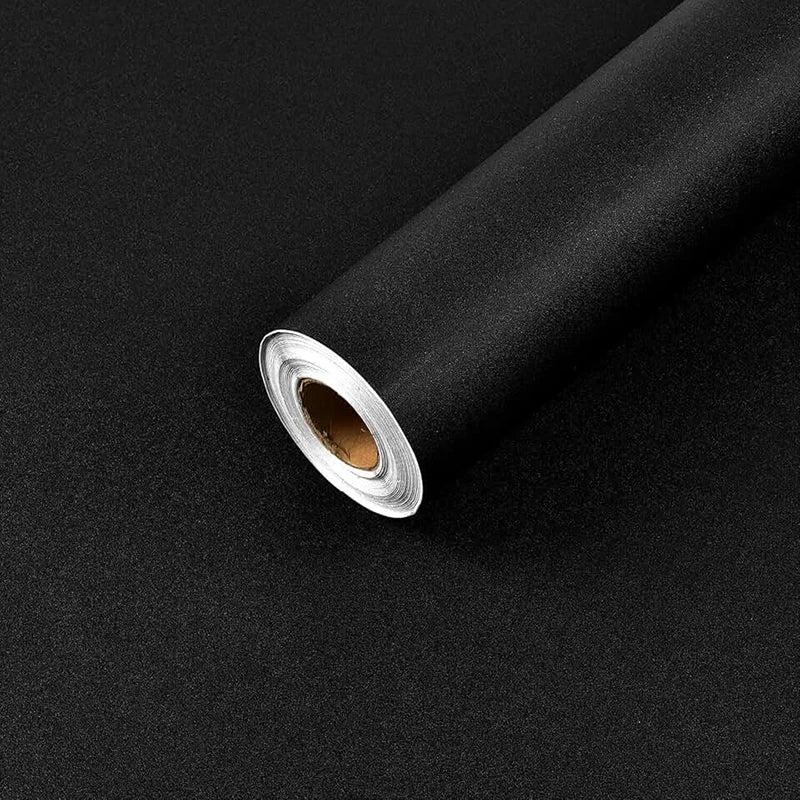 40CM Matte Frosted Black Solid Color Wallpaper Self Adhesive Waterproof Moisture Proof Furniture and Wall Decoration Stickers Qme frosted black 40cmX5m