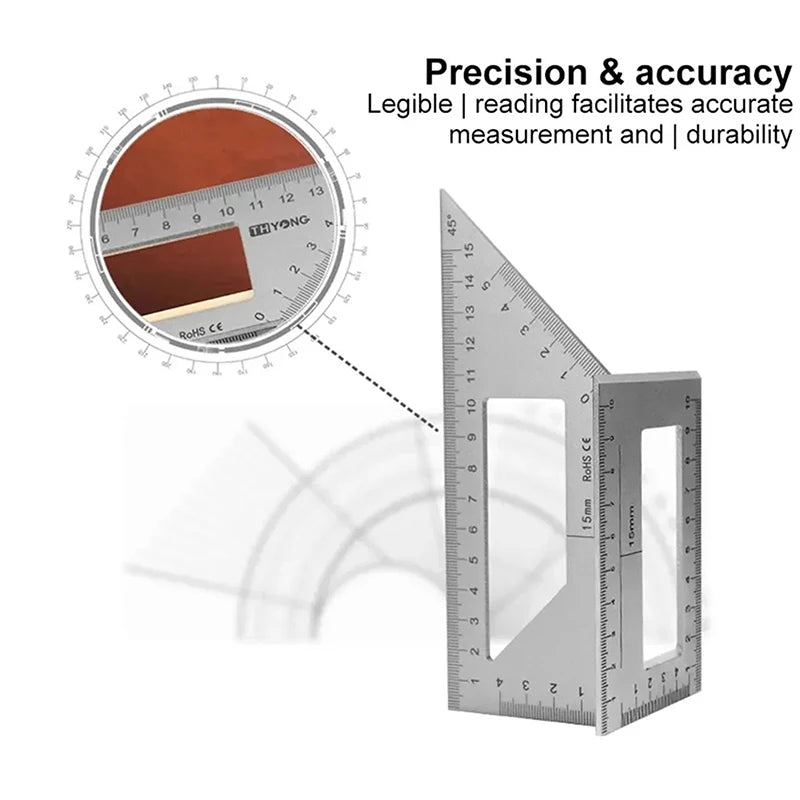 Square Angle Ruler Marking Gauge Carpenter Tool Multifunctional 45 90 Qme