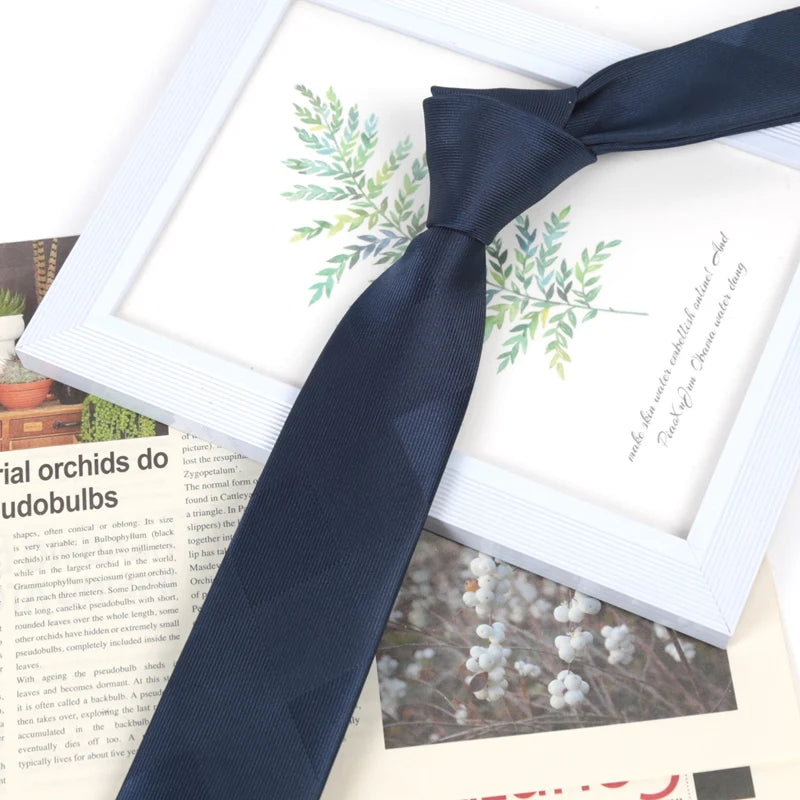 Men's Fashion Casual Skinny Necktie Polyester Ties Man Plaid Solid Qme