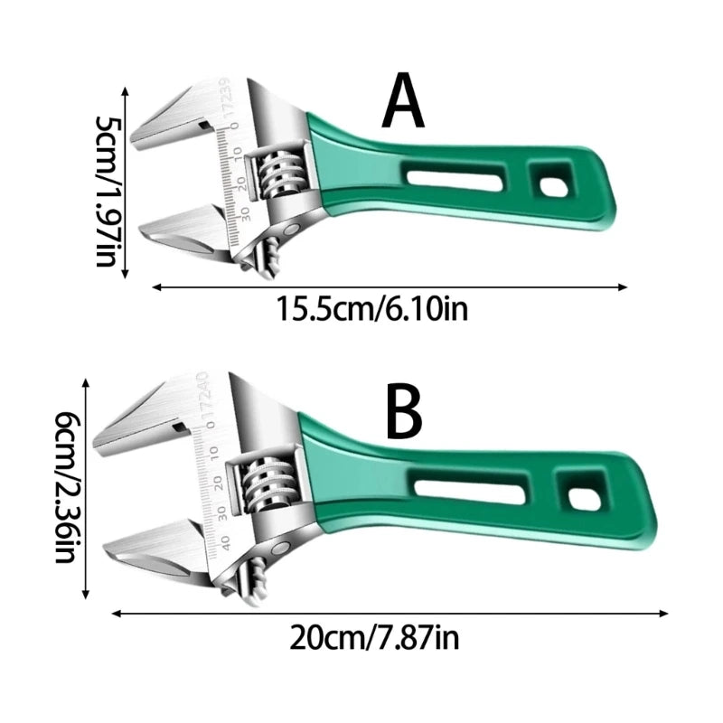 6 Adjustable Wrench Wide Jaw Opening Plumbing Auto Repair Home Qme