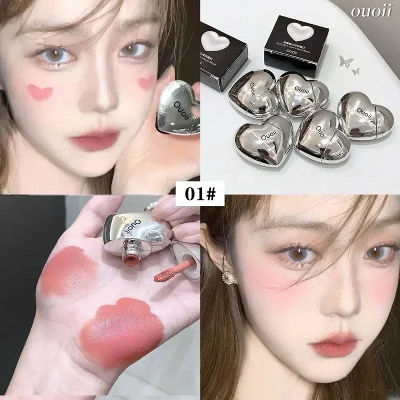 Matte Glitter Face Liquid Blusher Smooth Cheek Eye Mousse Blush Highlighter Stick Rouge Multi-purpose Waterproof Contour Makeup Qme 01 orange