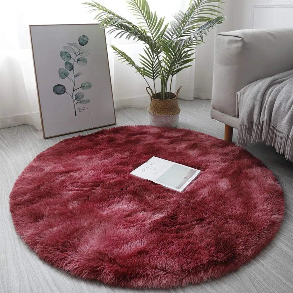 Super Soft Plush Round Rug Mat Anti-Skid Fluffy-Mat White Pink Carpets For Living Room Home Bedroom Bedroom Decoration Qme Red 40CM