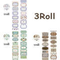 3 Rolls Vintage Label Washi Tape, Journal Scrapbooking Supplies, Gift Box Decor, Multi-Purpose Craft Tape Qme A
