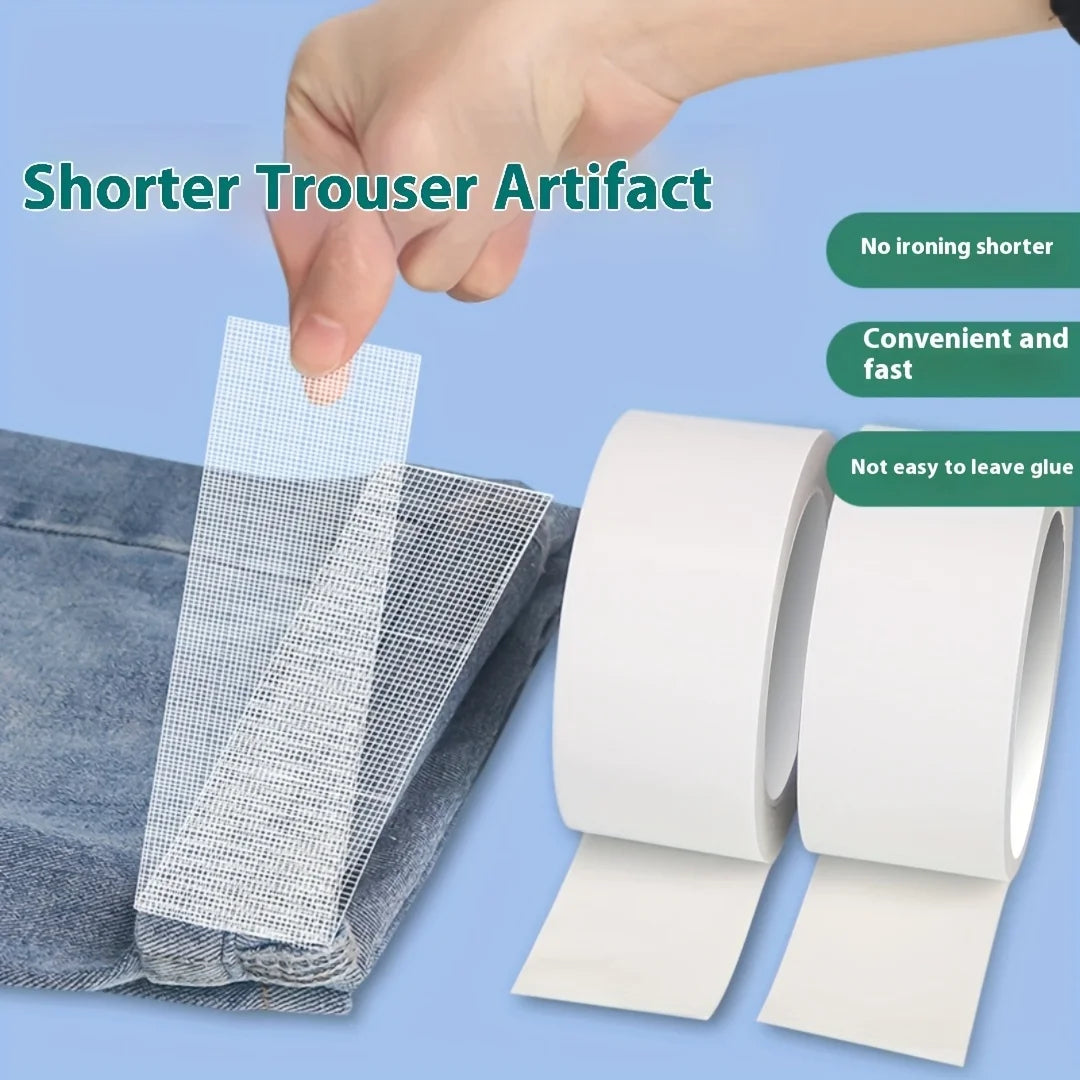 1 roll pants leg shortening tool, no sewing, no ironing, fixed sticker, self-adhesive leg sticker, clip, edge buckle, too long, Qme