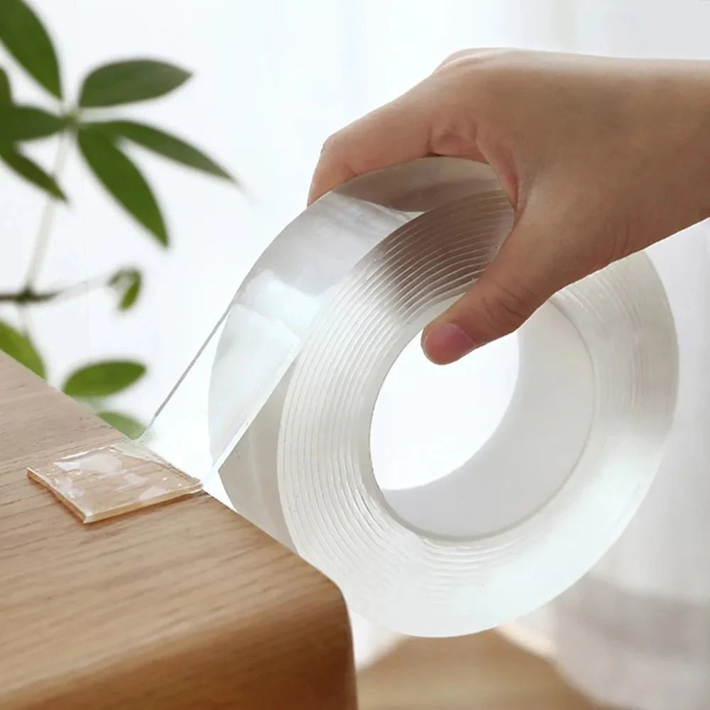 Nano Double Sided Adhesive Tape Extra Strong Glue Double Sided Masking Tape Waterproof Traceless Strip Household Reusable Tape Qme