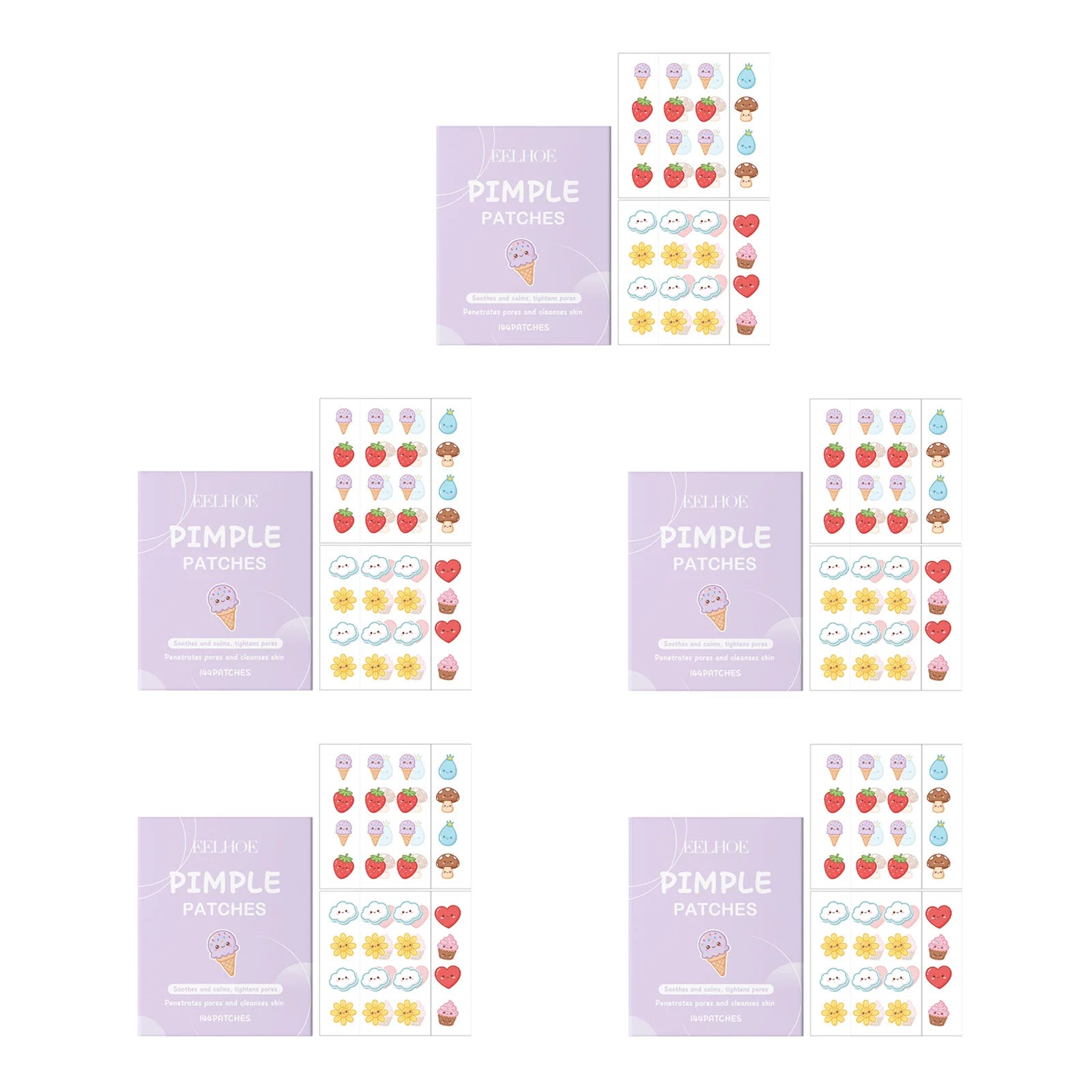 144pcs Cartoon Salicylic Acid Acne Patches Hydrocolloid Pimple Patches Invisible Facial Concealer Acne Patch Soothe Face Skin Qme 5 x 144pcs Boxed