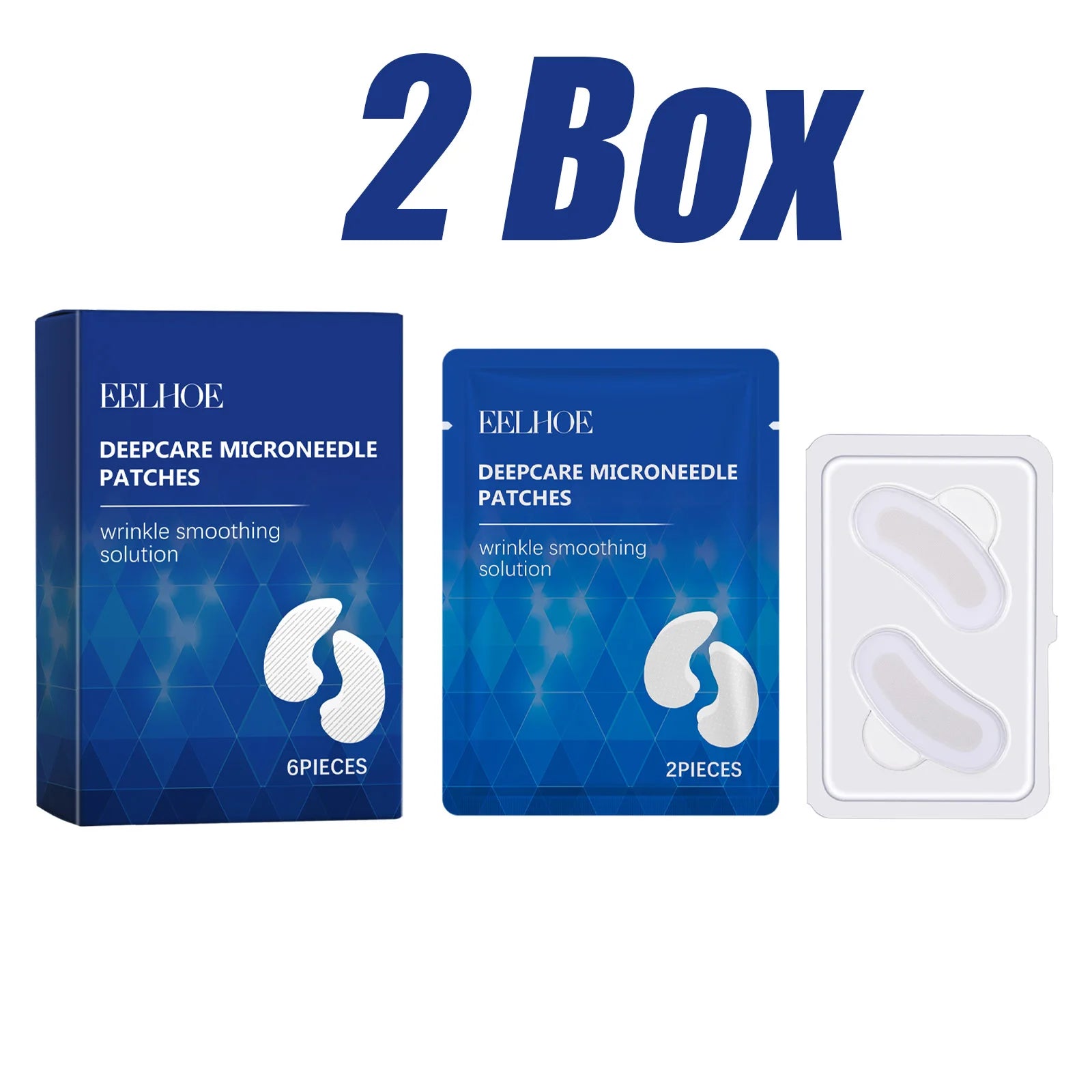 0.25mm Hyaluronic Acid Microneedle Patches Reduce Dark Circles Improve Eye Bags Puffiness Hydrating Anti-Aging Eye Care Qme 2 Boxed