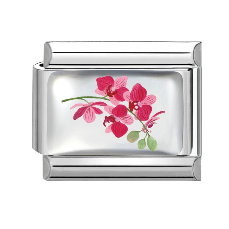 2026Fashion Pretty Colour Bow Cherry Flower Peach Blossom Charm Italian Links Fit 9mm Stainless Steel Bracelet Making DIYJewelry Qme S 15