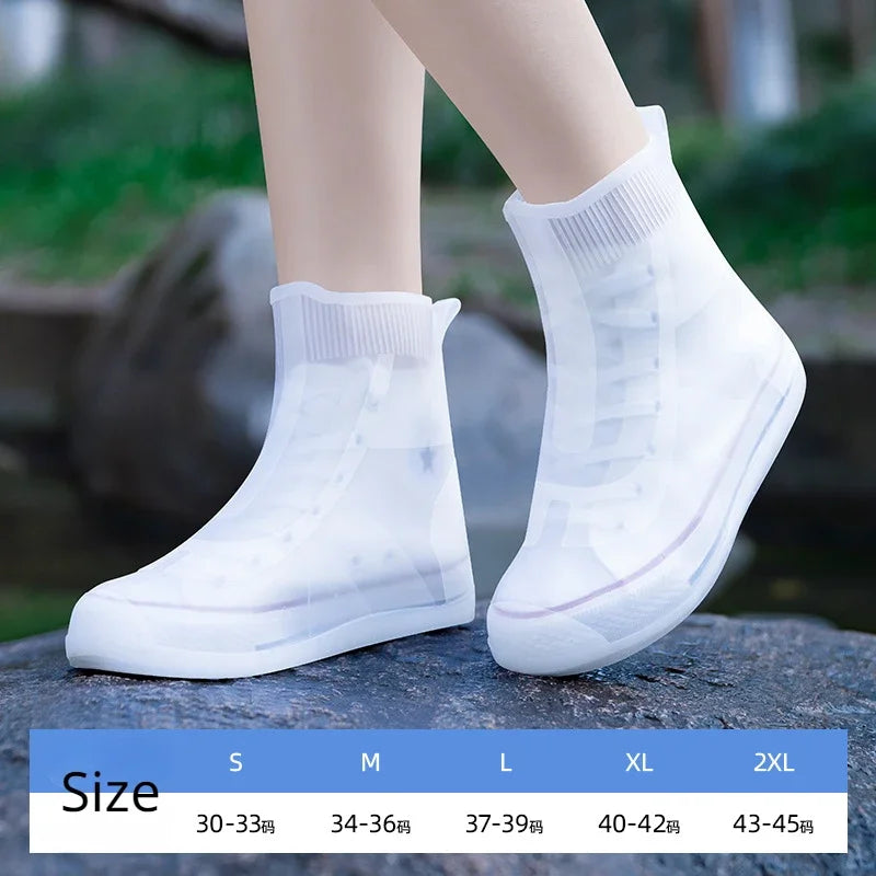 Rain Shoe Cover Reusable Silicone Tall Tube Intensification Anti-slip Outdoor Rain Boot Cover Cubre Calzado Impermeable Qme