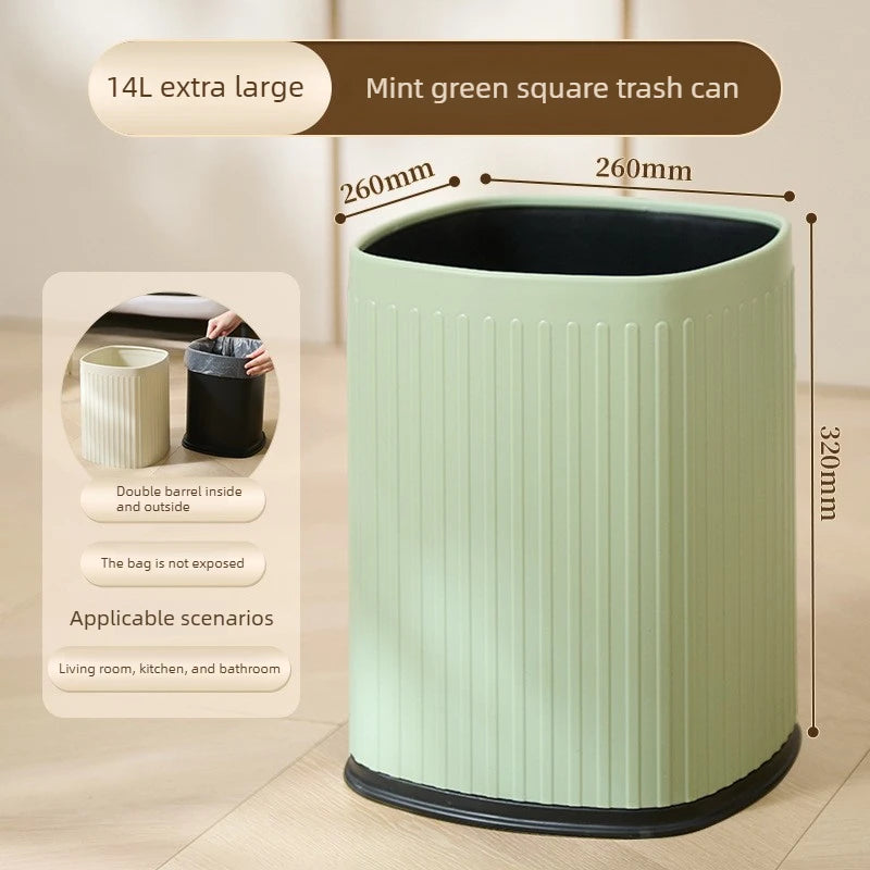 Trash Can 2 Compartments Large Capacity Modern Design Open Top Waste Bin for Living Room Kitchen Bedroom Office High Capacity Qme