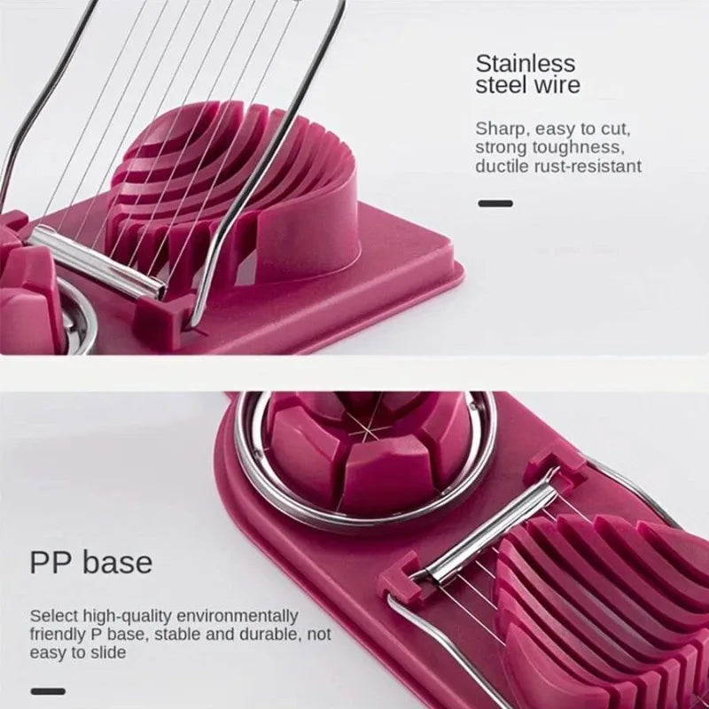 Multifunctional Egg Cutter PP Base Stainless Steel Wire Drawing Egg Cutter Fancy Divider Egg Cutting Tool Kitchen Tools Qme