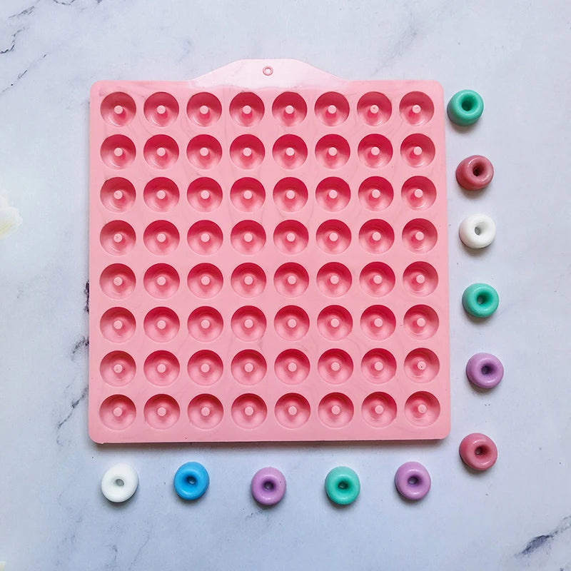 ^1Pc 64Cavities Mini Doughnut Silicone Molds DIY Chocolate Candy Mold for Muffin Jelly Gummy Hard Candies Baking Mould Qme