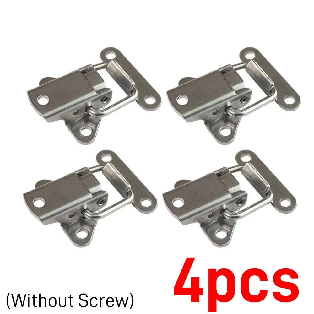 10/4PCS Stainless Steel Cabinet Latch Hasp Luggage Storage Box Fixed Toggle Clasp Toolbox Hardware Box Toggle Latch Hook Tool Qme 4pcs