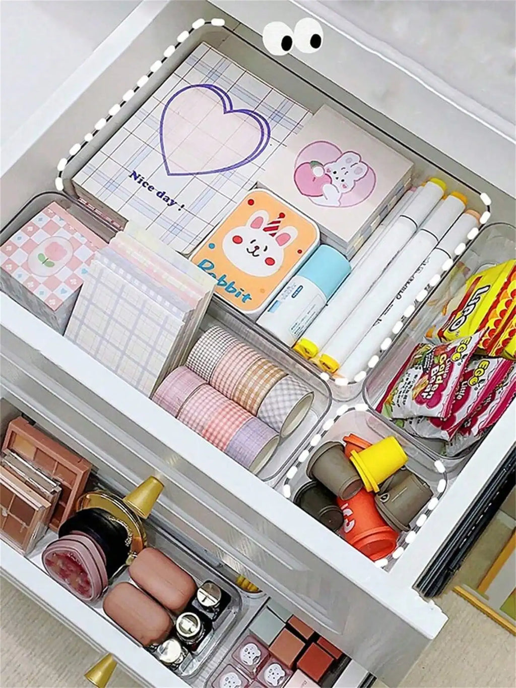 Transparent Cosmetics Storage Box Plastic Uncovered Compartment Qme