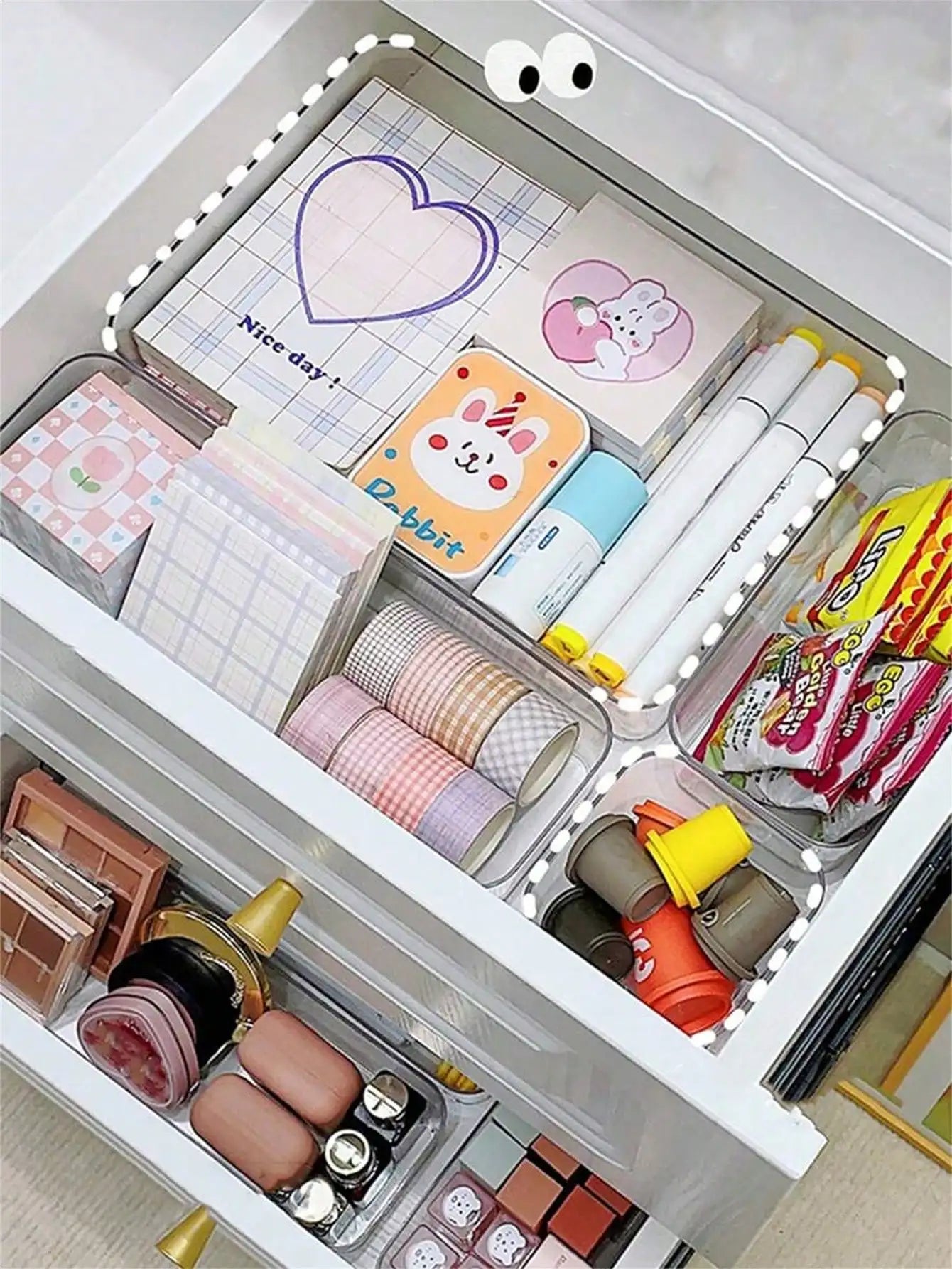 Transparent Cosmetics Storage Box Plastic Uncovered Compartment Qme