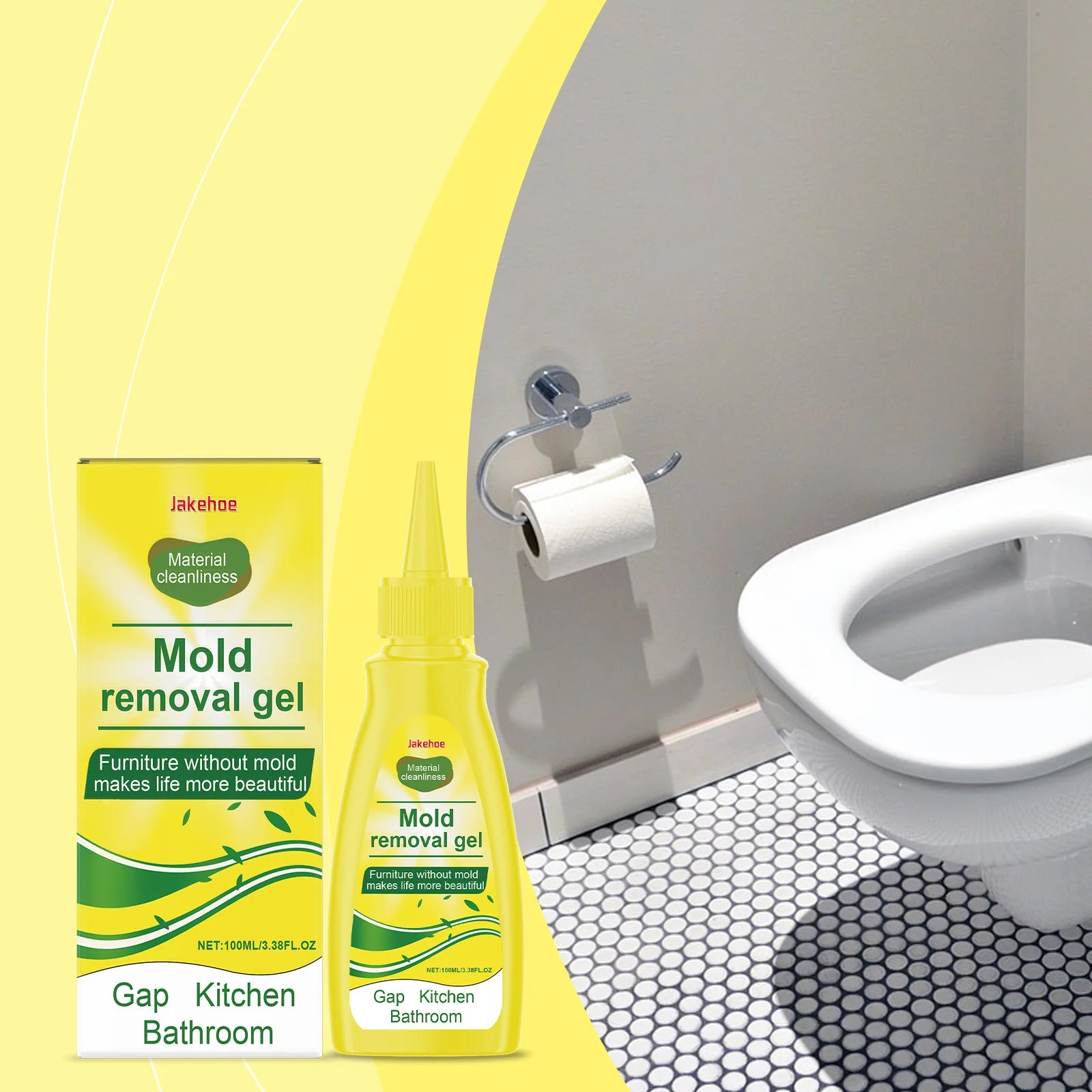 JAKEHOE Kitchen Cleaning Gel Quickly Dissolving Mildew Stains Eliminate Odors No Residue Household Mold Remover Gel for Bathroom Qme