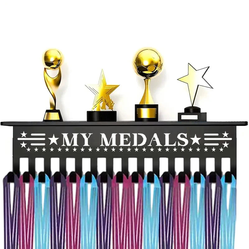 Heavy-duty Metal Awards Trophy Display Stand Medal Hooks Wall Mount Qme