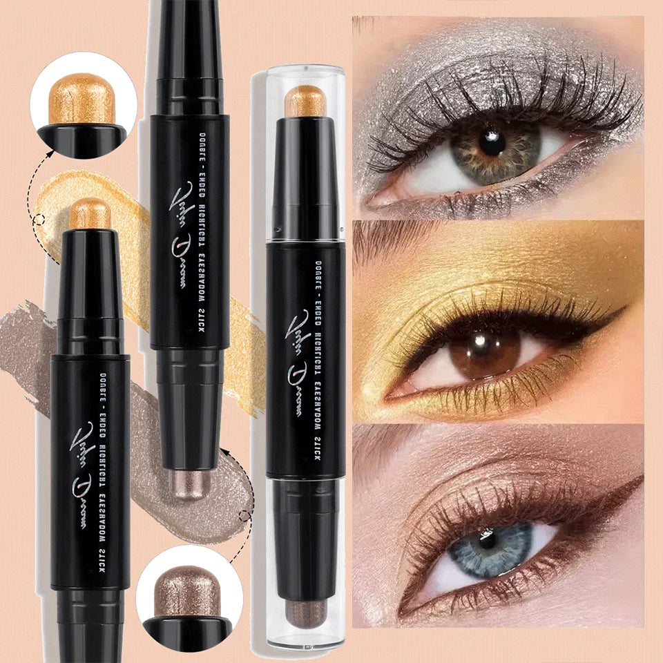 Double-headed Eyeshadow Stick Glitter Matte Long-lasting Waterproof Qme