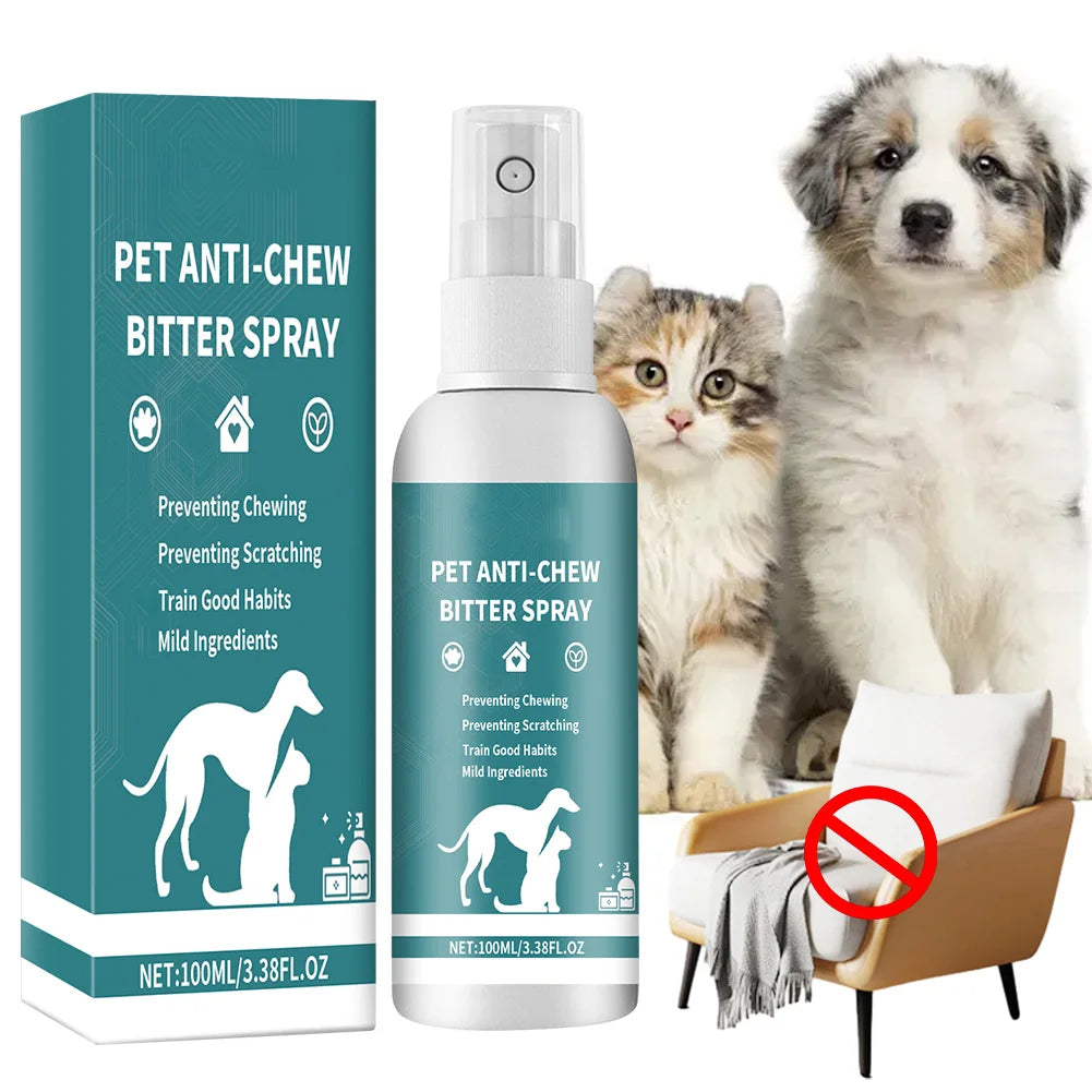100ml No Chew Spray for Dogs Safe No Alcohol Natural Bitter Spray Deterrent Spray Pet Anti Chew Spray for Dogs To Stop Chewing Qme