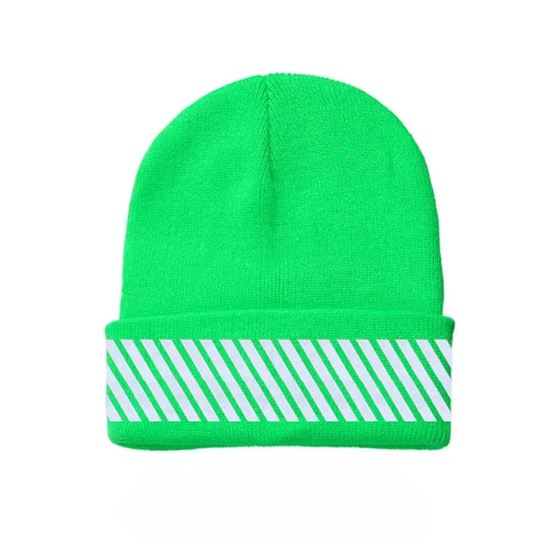 New Knitted Fluorescent Cute Autumn Winter Bonnet for Women Girls Ladies Casual Warmer Caps Qme Green